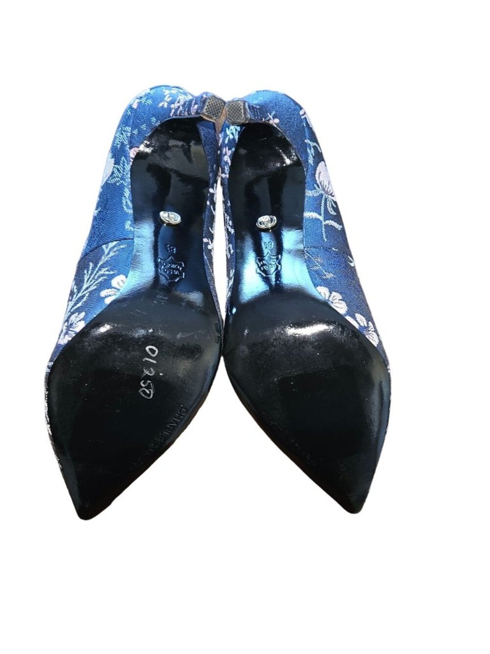 Charles David Denise Blue Floral Brocade Stiletto Heels Women Size 8.5 - Picture 9 of 13